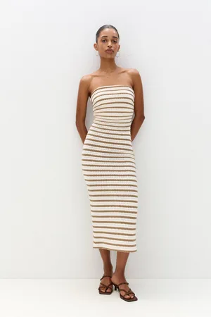 Pull&Bear Robe Midi À Rayures Rustique