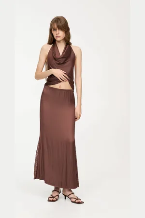 Pull&Bear Jupe Midi Satinée Dentelle