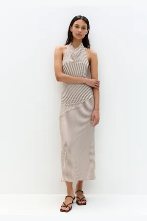 Pull&Bear Robe Midi À Rayures À Encolure Américaine