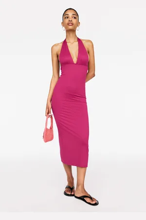 Pull&Bear Robe Midi En Polyamide À Encolure En V
