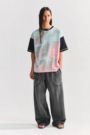 Pull&Bear Pantalon Jogging Stwd Délavé Argenté