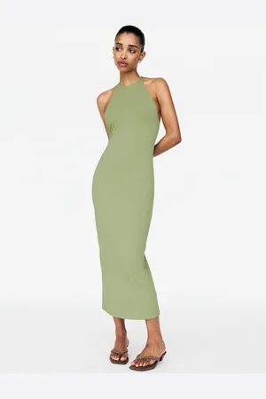 Pull&Bear Robe Midi En Polyamide À Encolure Américaine