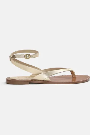 Pull&Bear Sandales Plates Dorées Cuir