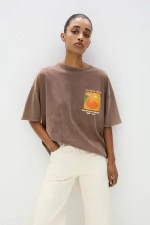 Pull&Bear T-Shirt Imprimé Oranges
