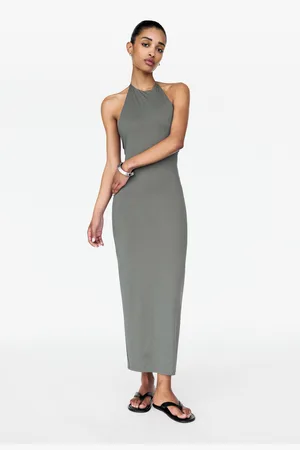 Pull&Bear Robe Midi En Polyamide À Encolure Américaine