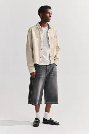 Pull&Bear Short Denim Super Baggy Stwd Liserés
