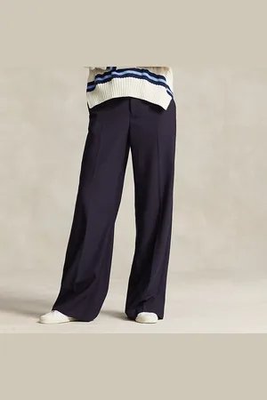 Ralph Lauren Pantalon large faille de laine stretch