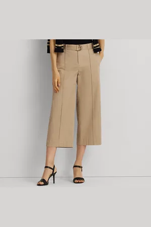 Ralph Lauren Pantalon ceinturé à jambe large en sergé