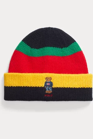 Ralph Lauren Bonnet Polo Bear rayé en laine