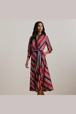 Ralph Lauren Robe mi-longue rayée en charmeuse