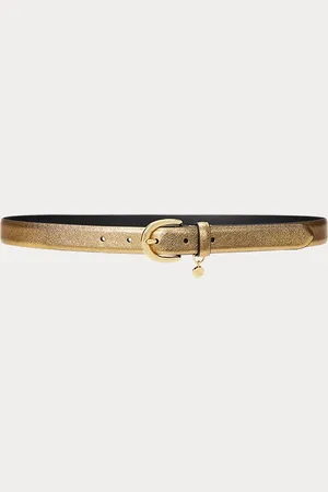 Ralph Lauren Ceinture cuir hachure croisée à breloque