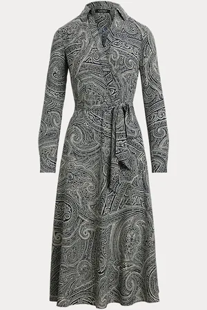 Ralph Lauren Robe mi-longue à motif cachemire crêpe