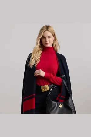 Ralph Lauren Poncho bicolore en tricot intarsia