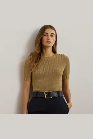 Ralph Lauren Pull côtelé métallisé à manches courtes