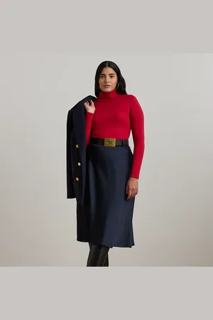 Ralph Lauren Grandes Tailles - Jupe mi-longue en charmeuse de satin
