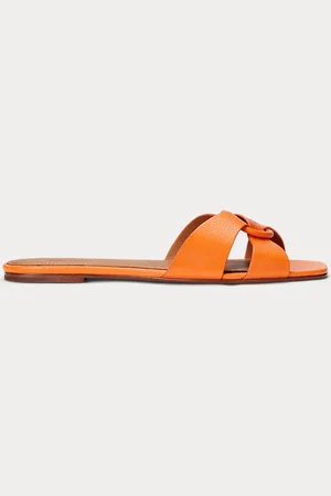 Ralph Lauren Sandales à anneau en O en cuir chagrin