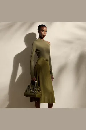 Ralph Lauren Jupe Kensley perforée en agneau velours
