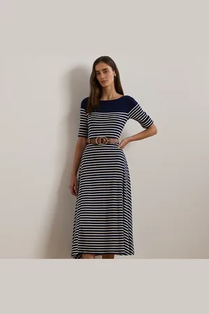 Ralph Lauren Robe mi-longue rayée en coton