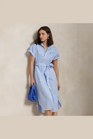 Ralph Lauren Robe-chemise ceinturée en coton rayé