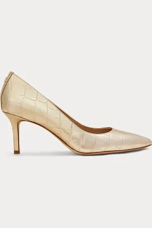 Ralph Lauren Escarpins Lanette cuir gaufré métallisé