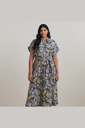Ralph Lauren Grandes Tailles - Robe fleurie ceinturée en crêpe