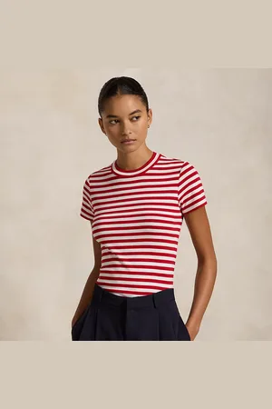 Ralph Lauren T-shirt à col rond côtelé en coton rayé