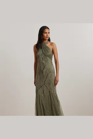 Ralph Lauren Robe dos nu sans manches perlée en piqué