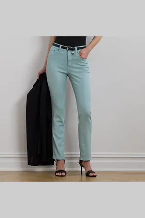 Ralph Lauren Jean droit 7/8 taille haute enduit