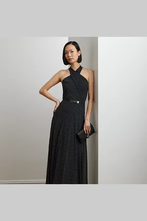 Ralph Lauren Robe dos nu ceinturée à motif pois