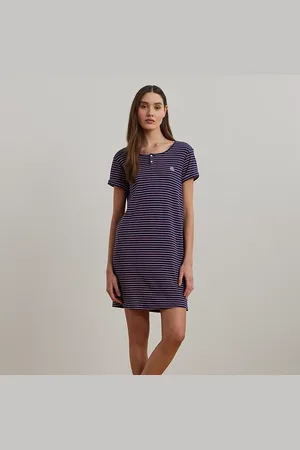 Ralph Lauren T-shirt de nuit rayé à col tunisien