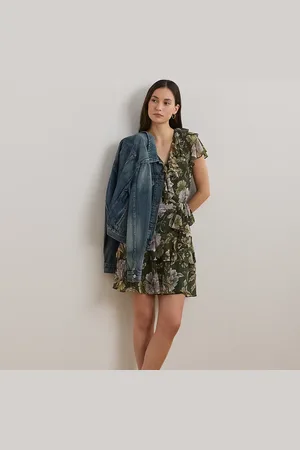 Ralph Lauren Robe en georgette fleurie froissée
