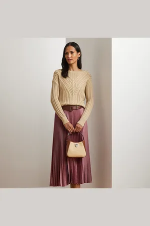 Ralph Lauren Jupe plissée en charmeuse de satin