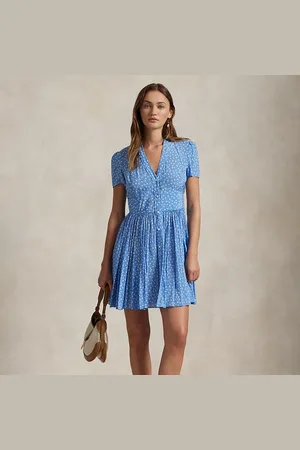 Ralph Lauren Robe fleurie à devant boutonné en crêpe