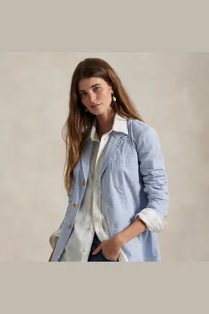 Ralph Lauren Blazer rayé en seersucker de coton