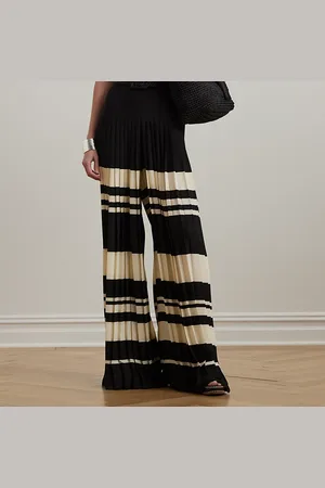 Ralph Lauren Pantalon large rayé à pinces georgette