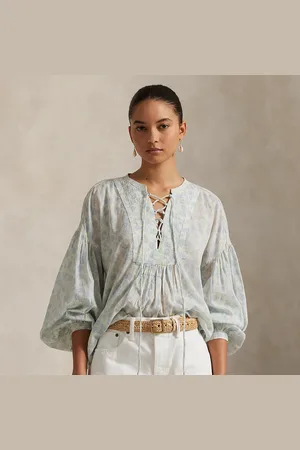 Ralph Lauren Chemise fleurie à lacets en coton