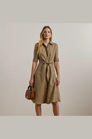 Ralph Lauren Robe-chemise à plastron lacé en lin