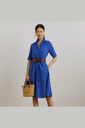 Ralph Lauren Robe-chemise à plastron lacé en lin