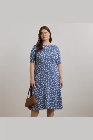 Ralph Lauren Grandes Tailles - Robe mi-longue fleurie en coton stretch