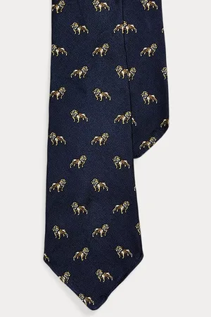 Ralph Lauren Cravate vintage chiens en sergé de soie