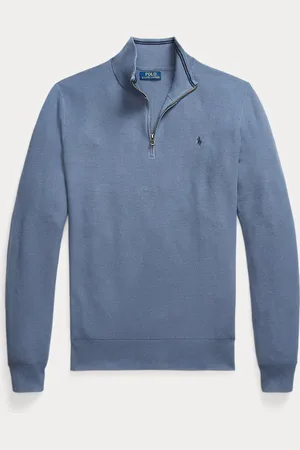 Ralph Lauren Grandes Tailles - Pull demi-zippé en coton piqué