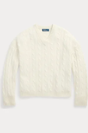 Ralph Lauren Pull col en V torsadé en cachemire