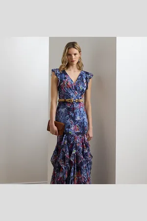 Ralph Lauren Robe volantée motif georgette froissée