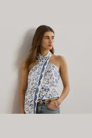 Ralph Lauren Blouse dos nu sans manches en lin fleuri