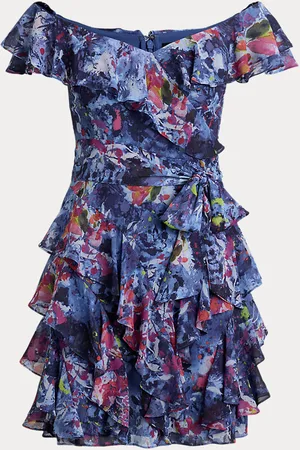 Ralph Lauren Robe de cocktail épaules dégagées motif