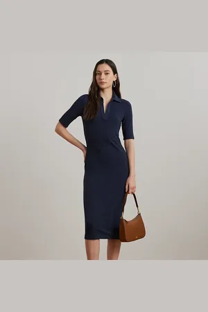 Ralph Lauren Robe polo côtelée à manches trois-quarts
