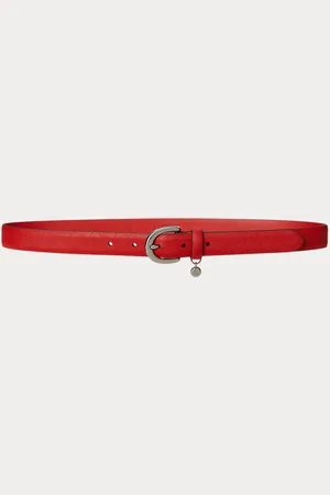 Ralph Lauren Ceinture cuir hachure croisée à breloque
