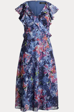 Ralph Lauren Petite - Robe mi-longue volantée en georgette