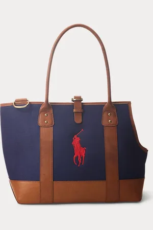 Ralph Lauren Cabas pour animal bordé de cuir en toile