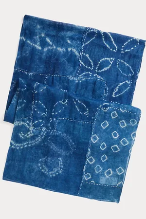 Ralph Lauren Écharpe patchwork en lin indigo